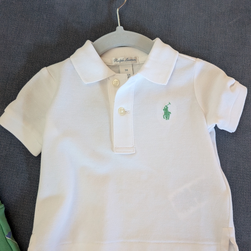 Ralph Lauren Kids White Polo Shirt with Green Logo